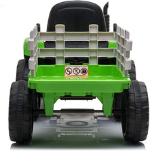Carica l'immagine nel visualizzatore di Gallery, Mondial Toys Trattore Elettrico 12V 7AH CAVALCABILE per Bambini con RIMORCHIO Telecomando Verde