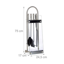 Carica l'immagine nel visualizzatore di Gallery, Relaxdays 10022294 Accessori Camino, Set 5 Pezzi, Porta Attrezzi, Argento
