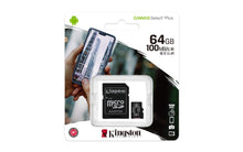 Carica l'immagine nel visualizzatore di Gallery, Kingston Canvas Select Plus SDCS2/64GB Scheda microSD Classe 10 con Adattatore SD Incluso, 64 GB