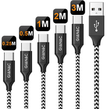 Carica l'immagine nel visualizzatore di Gallery, Cavo USB C, 5Pezzi[0.25M 0.5M 1M 2M 3M] 3A Nylon Type-C di Rapida... - Ilgrandebazar
