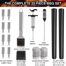 Carica l'immagine nel visualizzatore di Gallery, grilljoy 25 pc 25pcs, Set barbecue 25 pezzi con impugnatura resistente - Ilgrandebazar