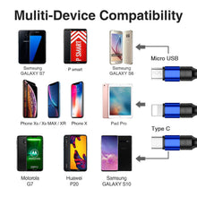 Carica l'immagine nel visualizzatore di Gallery, ZKAPOR Multi Cavo di Ricarica, 3 in 1 Multiplo Cavetto Micro USB Tipo C...