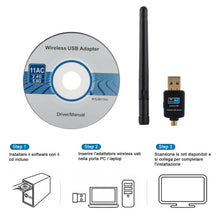 Carica l'immagine nel visualizzatore di Gallery, Adattatore Antenna USB WiFi Chiavetta Wifi con 2dBi 600Mbps - Ilgrandebazar