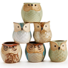 Carica l'immagine nel visualizzatore di Gallery, SUN-E 6.35 cm Gufo vaso ceramica smaltata Base Set Succulente Vaso per... - Ilgrandebazar