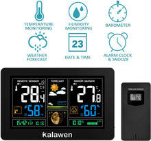 Carica l'immagine nel visualizzatore di Gallery, Kalawen Stazione Meteo Automatica Digitale Wireless Nero - Ilgrandebazar