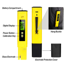 Carica l'immagine nel visualizzatore di Gallery, Mture PH Tester Misuratore Digitale, Alta Precisione con LCD Giallo - Ilgrandebazar