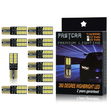Carica l'immagine nel visualizzatore di Gallery, Fastcar 10pcs 194 W5W T10 led canbus no error cuneo lampadine 24 T10, Bianca - Ilgrandebazar