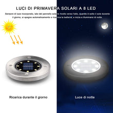 Carica l'immagine nel visualizzatore di Gallery, QSSTech Luci Solari Giardino 8 LED,Luci led da 4 Pezzi Bianco Freddo