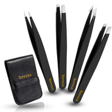 Carica l'immagine nel visualizzatore di Gallery, Set di pinzette per sopracciglia, Terresa 4 Pcs alta precisione Nero - Ilgrandebazar