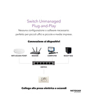 Carica l'immagine nel visualizzatore di Gallery, NETGEAR GS308 Switch Ethernet 8 porte, Gigabit desktop, hub ethernet...