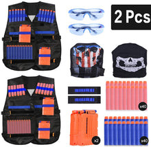 Carica l'immagine nel visualizzatore di Gallery, EXTSUD Gilet Tattico per Nerf Bambini 2 Set Giubbotti Tattici Accessori per Nerf N-Strike Serie Elite Giocattoli Bambini Include Giubbotti Caricatori Polsini Maschera da Viso Occhiali Protettivi Dardi