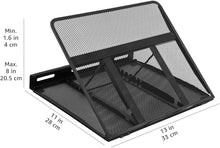Carica l'immagine nel visualizzatore di Gallery, Amazon Basics - Supporto ventilato, regolabile ed ergonomico per laptop, 33 cm x 28.7 cm x 18.5 cm, Nero