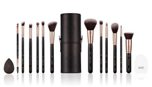 Carica l'immagine nel visualizzatore di Gallery, Niré Artistry kit: pennelli make up, Beauty Blender, Rosa Dorato - Ilgrandebazar