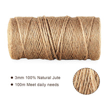 Carica l'immagine nel visualizzatore di Gallery, ABSOFINE 328 Feet Juta mollette in Legno Naturale con 100PCS Carta Marrone - Ilgrandebazar