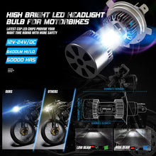 Carica l'immagine nel visualizzatore di Gallery, Lampadina H4 LED per Moto, 6400LM Lampada for Motorbike, Grigio scuro