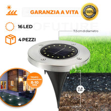 Carica l'immagine nel visualizzatore di Gallery, [GARANZIA A VITA] 4 Pezzi, Luce Solare da Giardino 16 LED Fredda