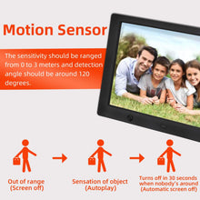 Carica l'immagine nel visualizzatore di Gallery, MYPIN Cornice Digitale, Cornice Digitale USB Display IPS HD da 10,1 Pollici con Sensore di Movimento e Telecomando, Supporto USB e Scheda SD