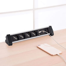 Carica l'immagine nel visualizzatore di Gallery, Electraline 61905 Multipresa 4 Posti 4 + 3USB, Nero/Argento - Ilgrandebazar