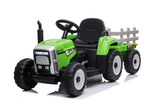 Carica l'immagine nel visualizzatore di Gallery, Mondial Toys Trattore Elettrico 12V 7AH CAVALCABILE per Bambini con RIMORCHIO Telecomando Verde