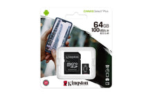 Carica l'immagine nel visualizzatore di Gallery, Kingston Canvas Select Plus SDCS2/64GB Scheda microSD Classe 10 con Adattatore SD Incluso, 64 GB
