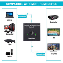 Carica l'immagine nel visualizzatore di Gallery, HDMI Switch, Techole Switch Bidirezionale 2 Ingressi 1 Uscita Nero - Ilgrandebazar