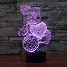 Carica l'immagine nel visualizzatore di Gallery, Coolzon 3D Illusion Lampada Luce Notte Bambini Comodino Toccare Orsacchiotto - Ilgrandebazar
