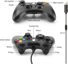 Carica l'immagine nel visualizzatore di Gallery, Dhaose Xbox 360 Game Controller, Wired Game Controller Gamepad controller di design ergonomico migliorato per Xbox 360 PC Windows 7/ 8 / 10