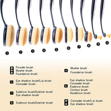Carica l'immagine nel visualizzatore di Gallery, Start Makers pennelli ovali make up - 10pcs / Set Spazzolino stile black