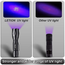 Carica l'immagine nel visualizzatore di Gallery, LETION Torcia UV LED Lampada Tascabile, compatto, portatile, Nero - Ilgrandebazar