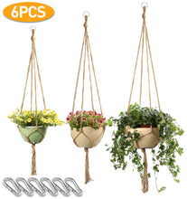 Carica l'immagine nel visualizzatore di Gallery, JamBer 6 Pezzi Macrame Plant Hanger Fatto a Mano Appeso Corda di Cotone... - Ilgrandebazar