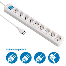 Carica l'immagine nel visualizzatore di Gallery, Electraline 62079 Multipresa 9 Posti Polivalenti (Schuko + 10/16A) con Bianco - Ilgrandebazar