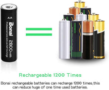 Carica l'immagine nel visualizzatore di Gallery, Batterie Ricaricabili AA ad Alta Capacità 2800mAh, 8 AA, Bonai 8 pack - Ilgrandebazar