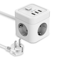 Carica l'immagine nel visualizzatore di Gallery, JSVER Multipresa Cubo 3 Scomparti con 3 USB, Power Strip Cube Bianco - Ilgrandebazar
