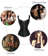 Carica l'immagine nel visualizzatore di Gallery, COMFREE Bustino Donna Gotico Vintage Similpelle Cincher Osso M, Nero - Ilgrandebazar