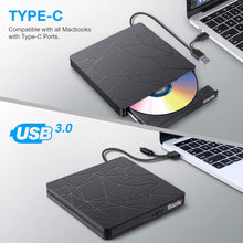 Carica l'immagine nel visualizzatore di Gallery, SAWAKE Masterizzatore DVD CD Externo， USB 3.0 &amp; Type C Dual Port Unità Ligne