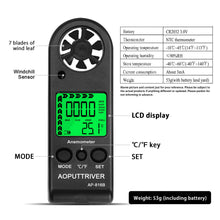 Carica l'immagine nel visualizzatore di Gallery, AOPUTTRIVER Anemometro Digitale anemometro Portatile per AP-816B Anemometer - Ilgrandebazar