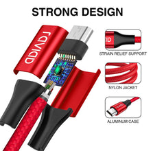 Carica l'immagine nel visualizzatore di Gallery, RAVIAD Cavo Micro USB [4 Pezzi:0.3m,1m,2m,3m] 0.3m 1m 2m 3m, Rosso - Ilgrandebazar