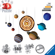 Carica l'immagine nel visualizzatore di Gallery, Ravensburger 11668 Puzzle 3D, Sistema Solare, 540 Pezzi, 8 pianeti, Età Raccomandata 6+, Puzzle Ravensburger Alta Qualità Single