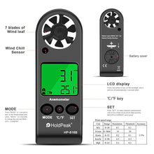 Carica l'immagine nel visualizzatore di Gallery, Anemometer Handheld Wind Speed Meter Gauge HoldPeak 816b Anemometro Digitale - Ilgrandebazar