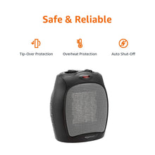 Carica l'immagine nel visualizzatore di Gallery, Amazon Basics - Termoventilatore in ceramica da 1500 Watt con termostato regolabile - Nero