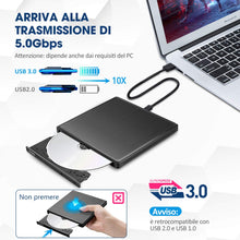 Carica l'immagine nel visualizzatore di Gallery, VicTsing Masterizzatore Dvd CD Esterno, unità Esterna USB 3.0 con Nero - Ilgrandebazar