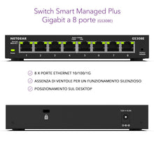 Carica l'immagine nel visualizzatore di Gallery, NETGEAR GS308E Switch Ethernet 8 porte, Gigabit Smat Plus, hub...