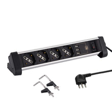 Carica l'immagine nel visualizzatore di Gallery, Electraline 61905 Multipresa 4 Posti 4 + 3USB, Nero/Argento - Ilgrandebazar
