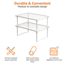 Carica l'immagine nel visualizzatore di Gallery, Amazon Basics - Ripiani portaoggetti impilabili da cucina, Bianco
