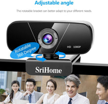 Carica l'immagine nel visualizzatore di Gallery, Lemnoi Webcam FHD 1080p,USB Webcam per PC,Webcam con Microfono Incorporato con Riduzione del Rumore,Supporto per Videoconferenza Widescreen,Registrazione,Apprendimento,Giochi,ECC