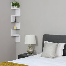 Carica l'immagine nel visualizzatore di Gallery, VASAGLE Scaffale Angolare a Parete con 5 Ripiani, Mobile di Legno per Bianco - Ilgrandebazar