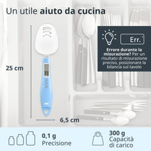 Carica l'immagine nel visualizzatore di Gallery, ADE Bilancia digitale a cucchiaio di precisione | bilancia elettronica a cucchiaio dosatore per pesare e dosare precisi | precisione di 0,1 grammi | anche per liquidi | con display LCD | Blu