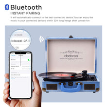 Carica l'immagine nel visualizzatore di Gallery, dodocool Giradischi Bluetooth a 3 Velocità (33 1/3 /45/78 Giri), Vintage blu - Ilgrandebazar