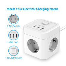 Carica l'immagine nel visualizzatore di Gallery, JSVER Multipresa Cubo 3 Scomparti con 3 USB, Power Strip Cube Bianco - Ilgrandebazar