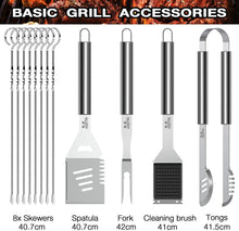 Carica l'immagine nel visualizzatore di Gallery, AISITIN Set Barbecue 35 Pezzi Accessori Barbecue Kit BBQ Acciaio Inossidabile